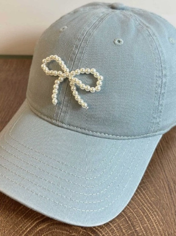 Pearl Bow Sky Blue Hat