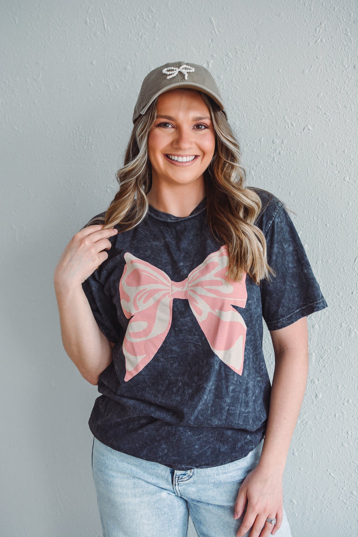 Pink Bow Vintage Graphic Tee