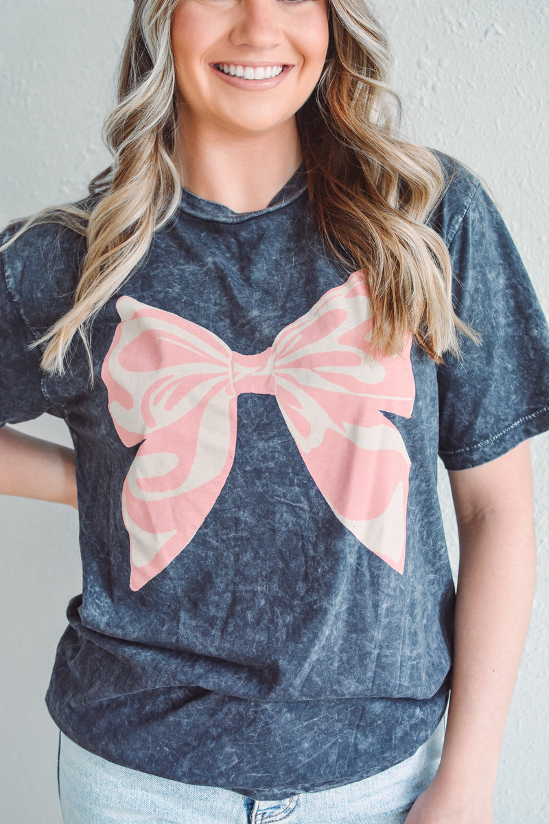 Pink Bow Vintage Graphic Tee