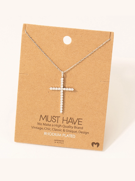 Pave Silver Cross