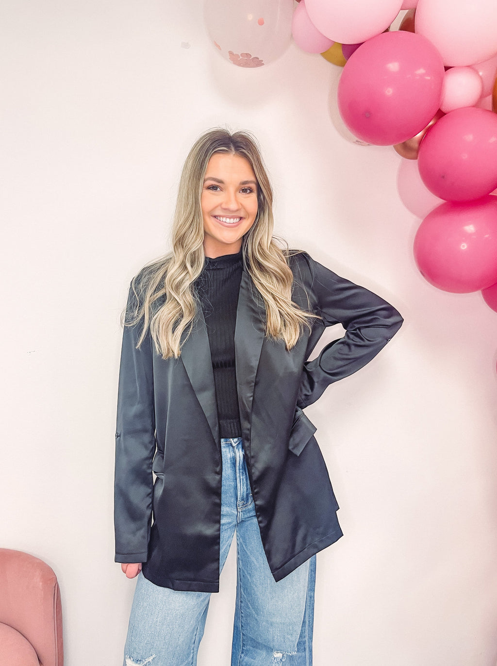 Objevellyn Lisa Ls Re Blazer Black Detail Glitter