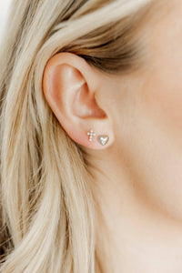 Clara Cross Pearl Studs
