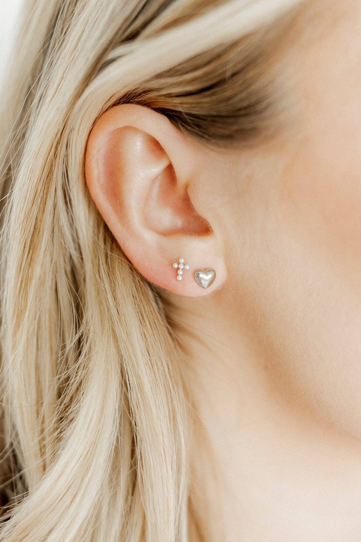 Clara Cross Pearl Studs
