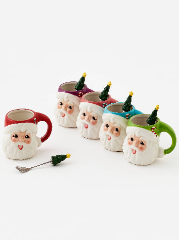 Santa Ceramic Mug w/ Spoon