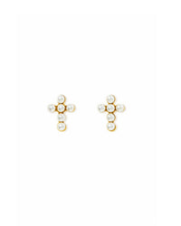Clara Cross Pearl Studs
