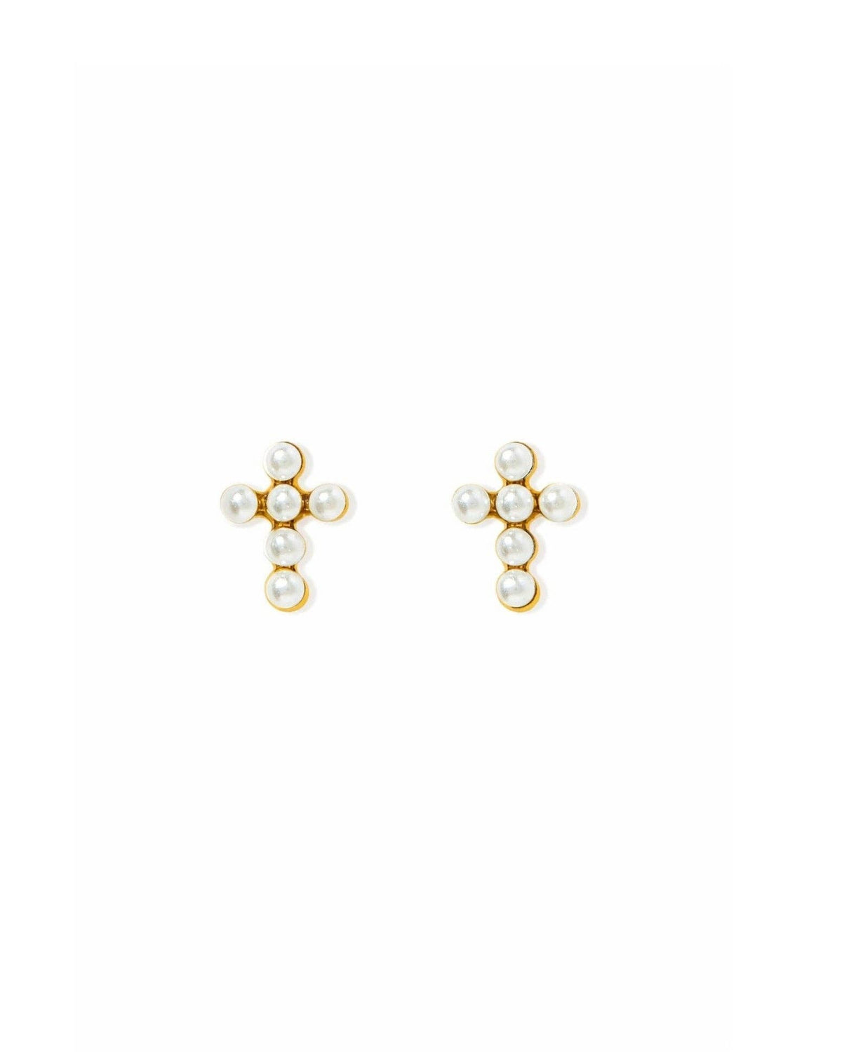 Clara Cross Pearl Studs
