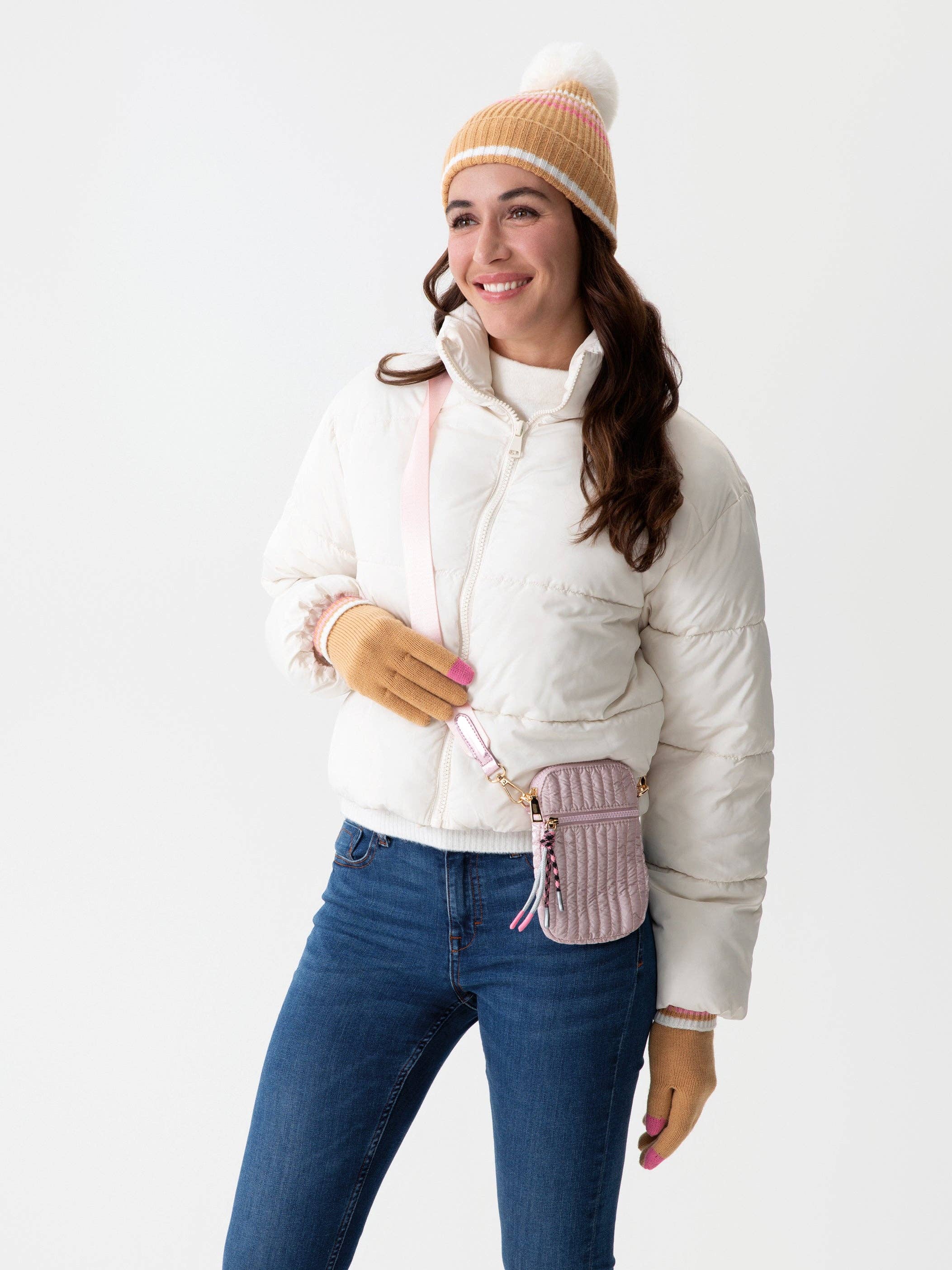 Mauve & Tan Touchscreen Gloves