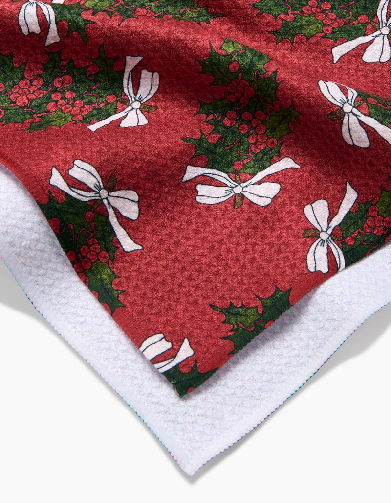 Christmas Berry Bow Tea Towel