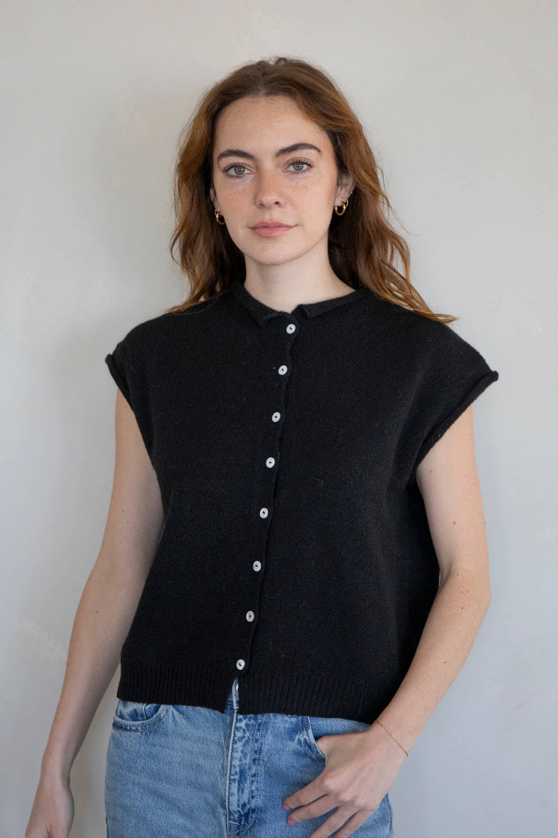 Piper Black Vest Cardigan