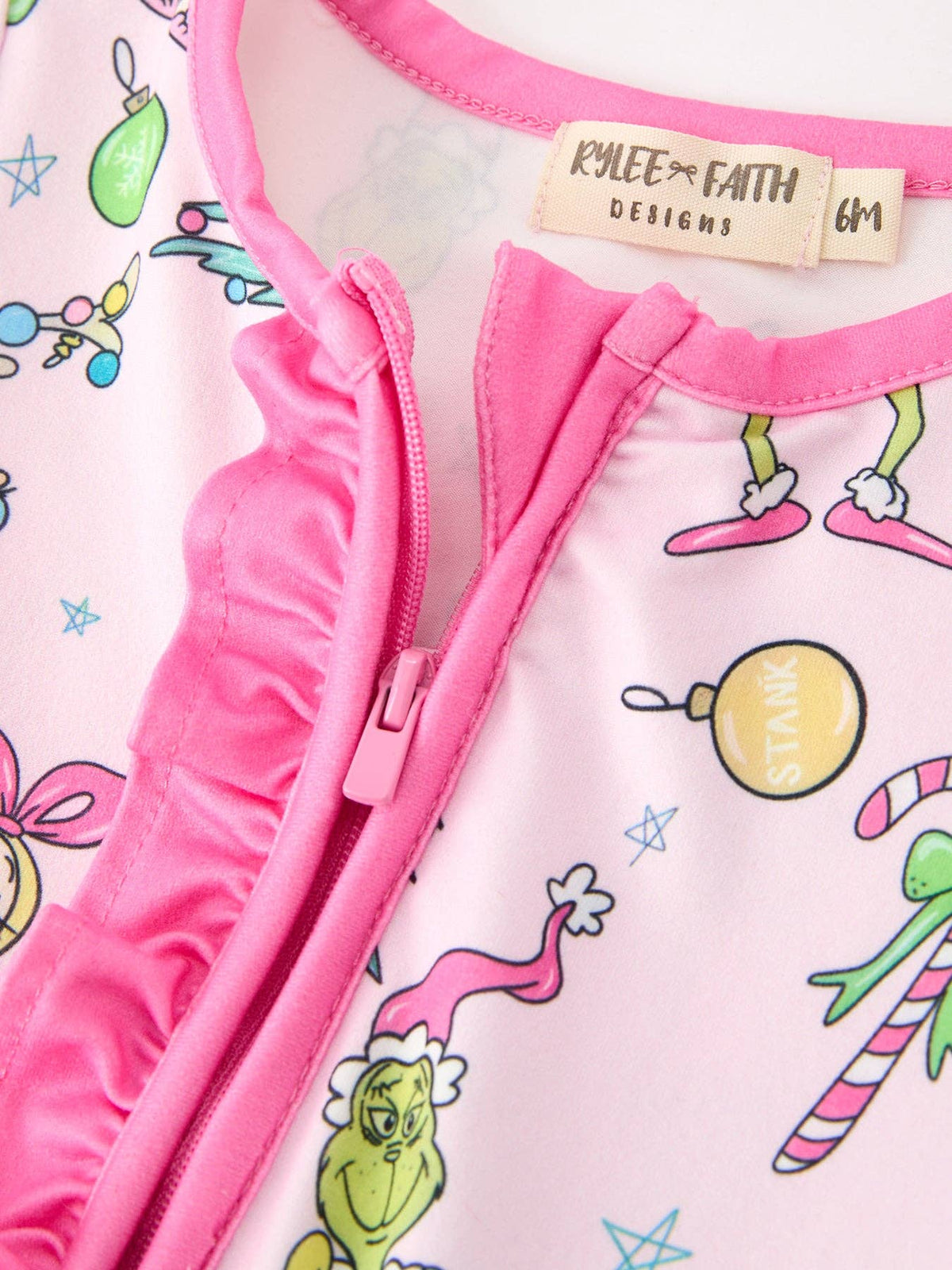 Pink Christmas Ruffle Footie