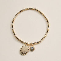 Beaded Heart Charm Stretch Bracelet