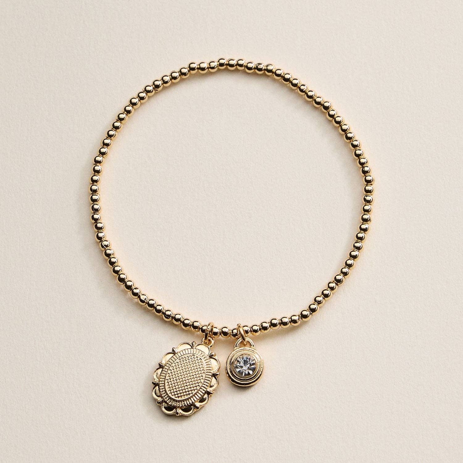 Beaded Heart Charm Stretch Bracelet