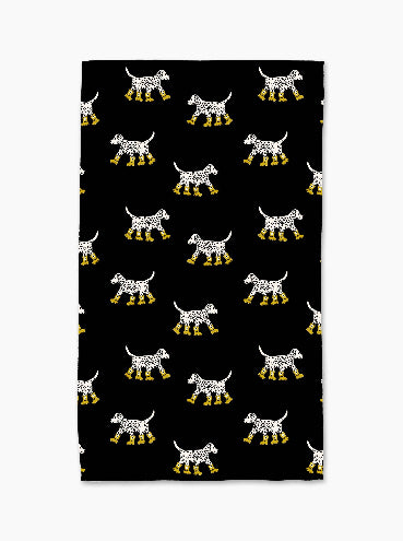 Dalmatian In Boots Black Tea Towel