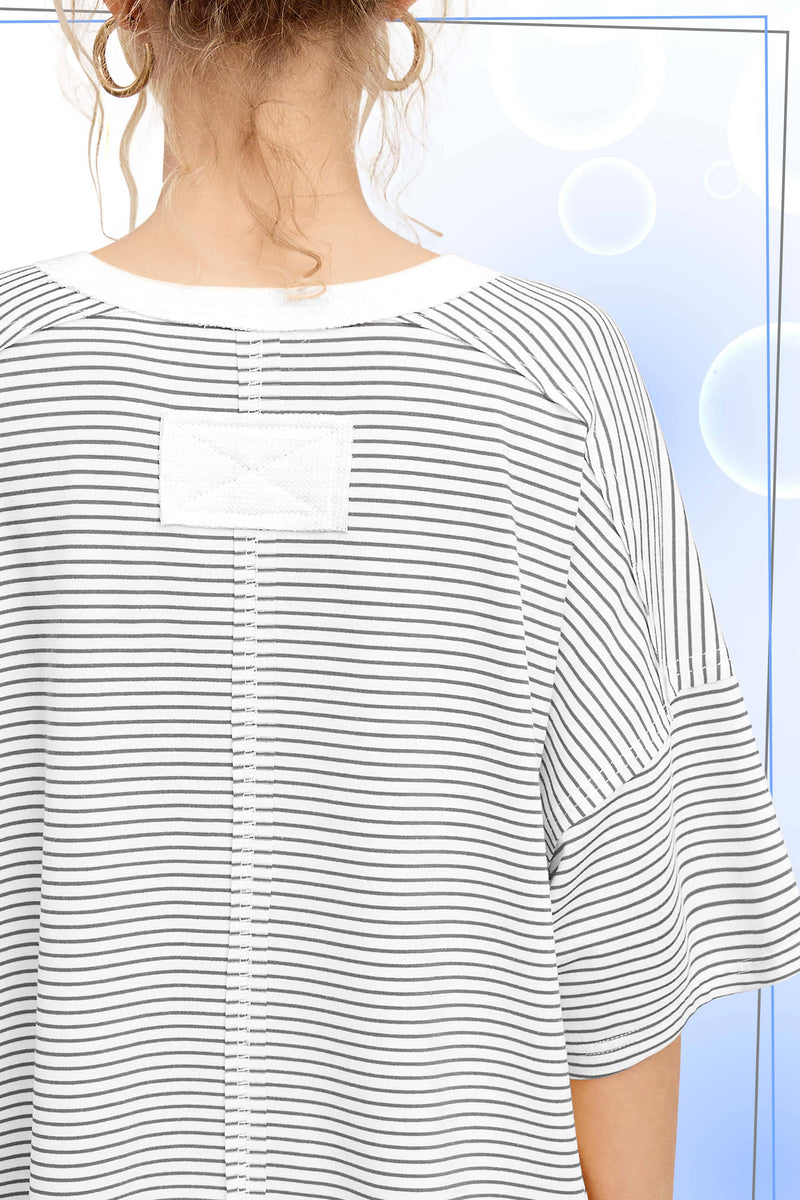 Drop Shoulder Striped Top