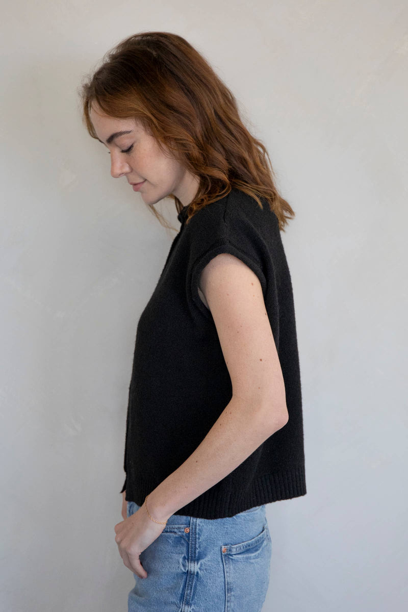 Piper Black Vest Cardigan