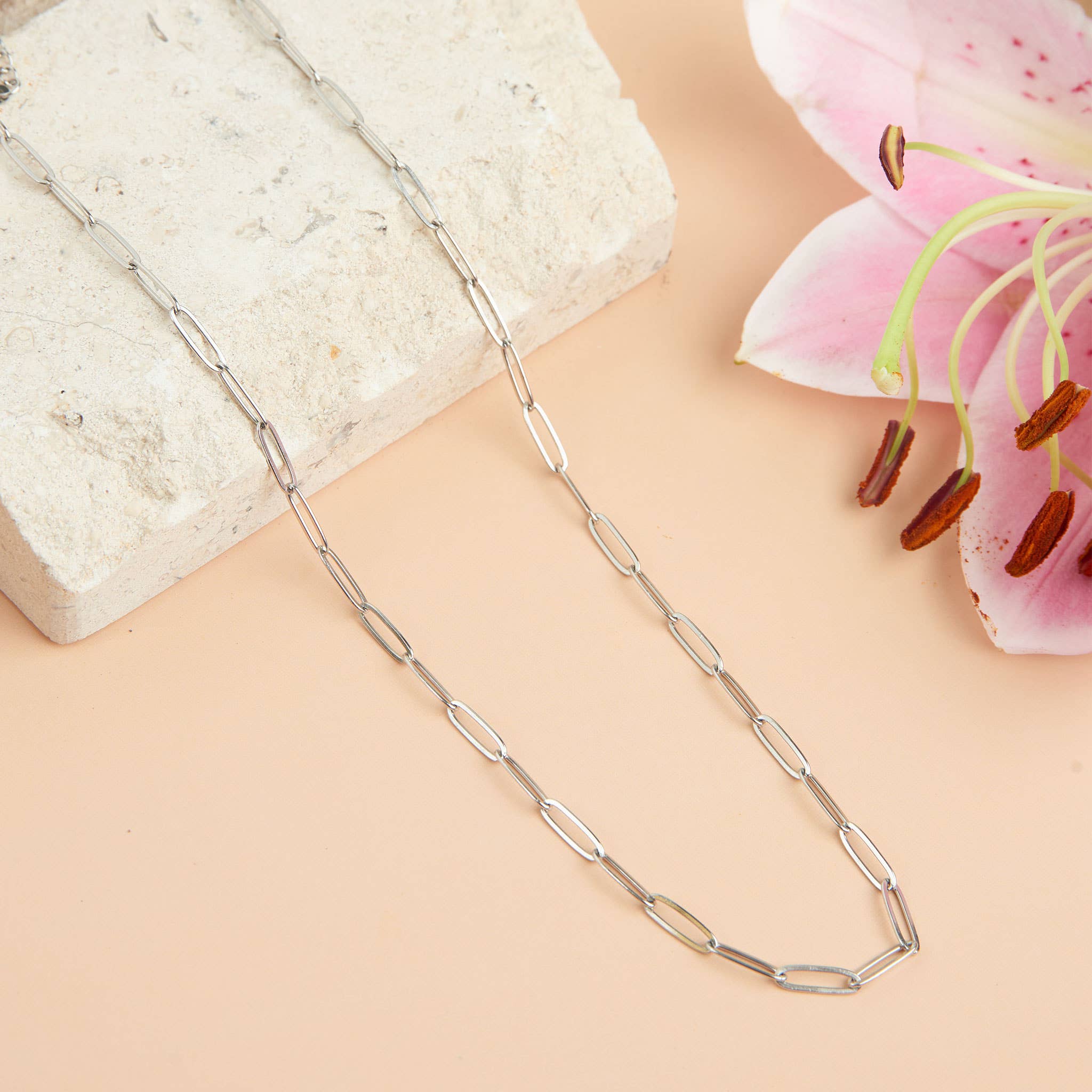 Waterproof 18" Paperclip Chain Necklace