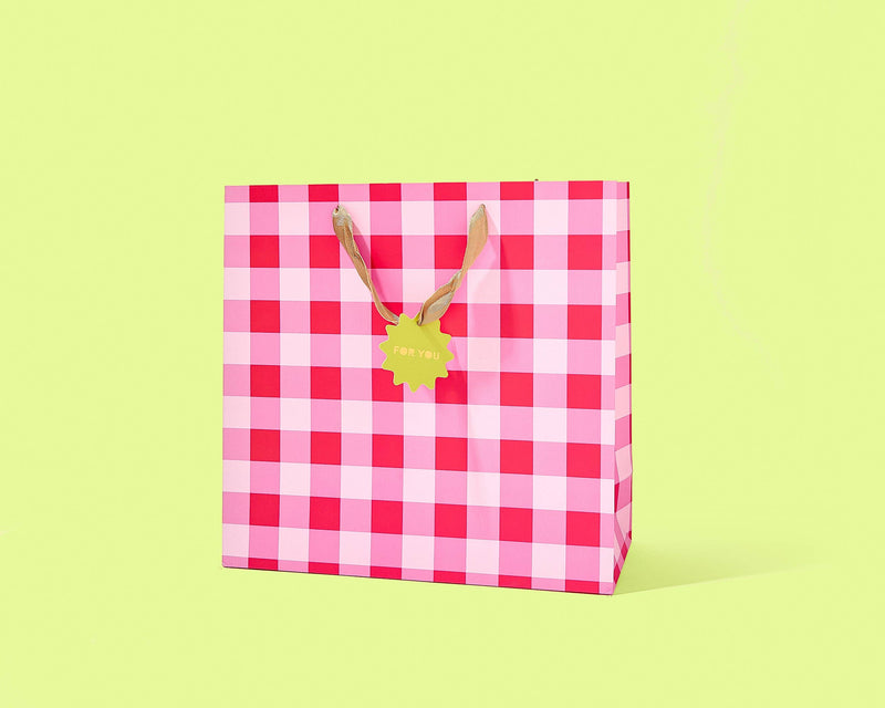 Gift Bags - Red + Pink Gingham - Assorted Sizes
