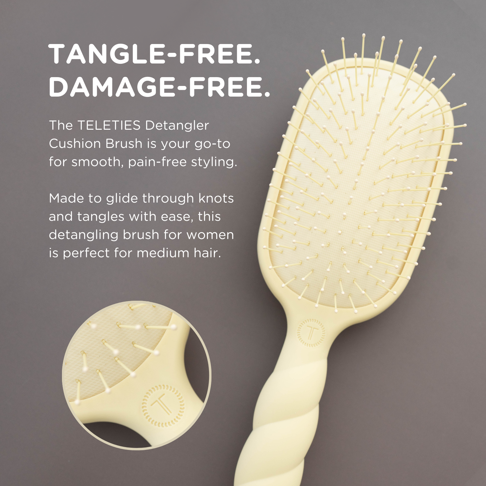 Medium Hair Detangler Brush - Tan