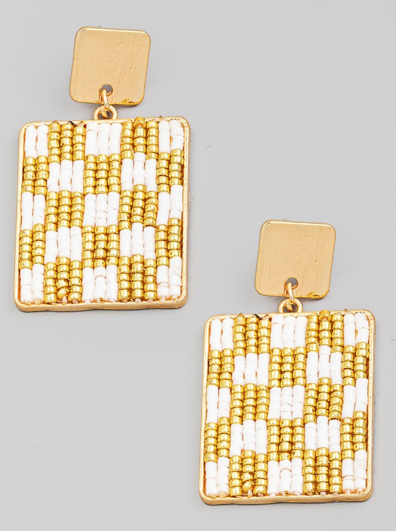 Checkered Earrings White