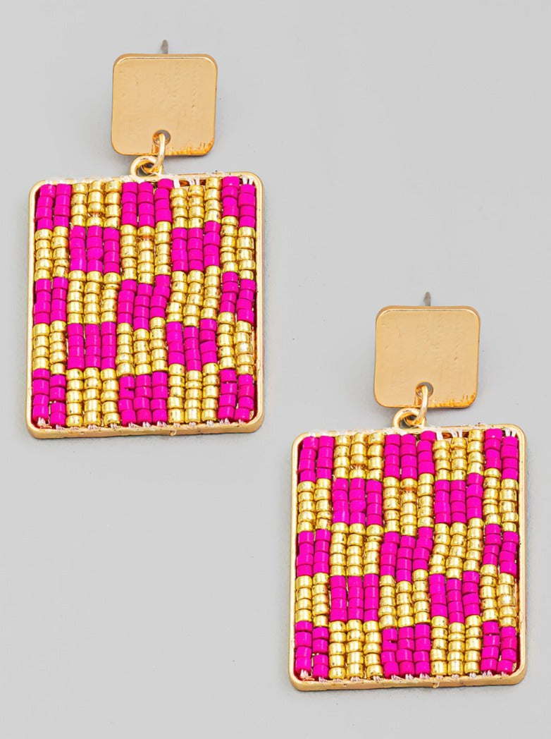 Checkered Earrings Pink