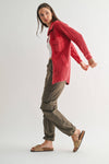 Garnet Red Waffle Jacket