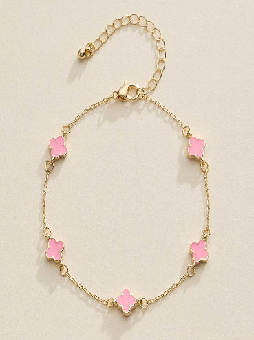 Enamel Clover Charm Bracelet