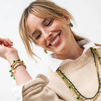 Hope Brass Stretch Green Bracelet
