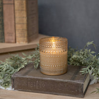 4" CHAMPAGNE DOTTED GLASS CANDLE