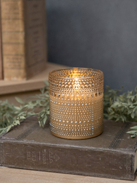 4" CHAMPAGNE DOTTED GLASS CANDLE