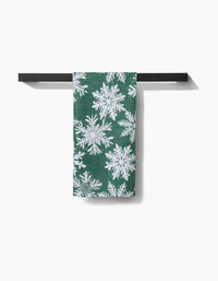 Green Snowy Days Tea Towel