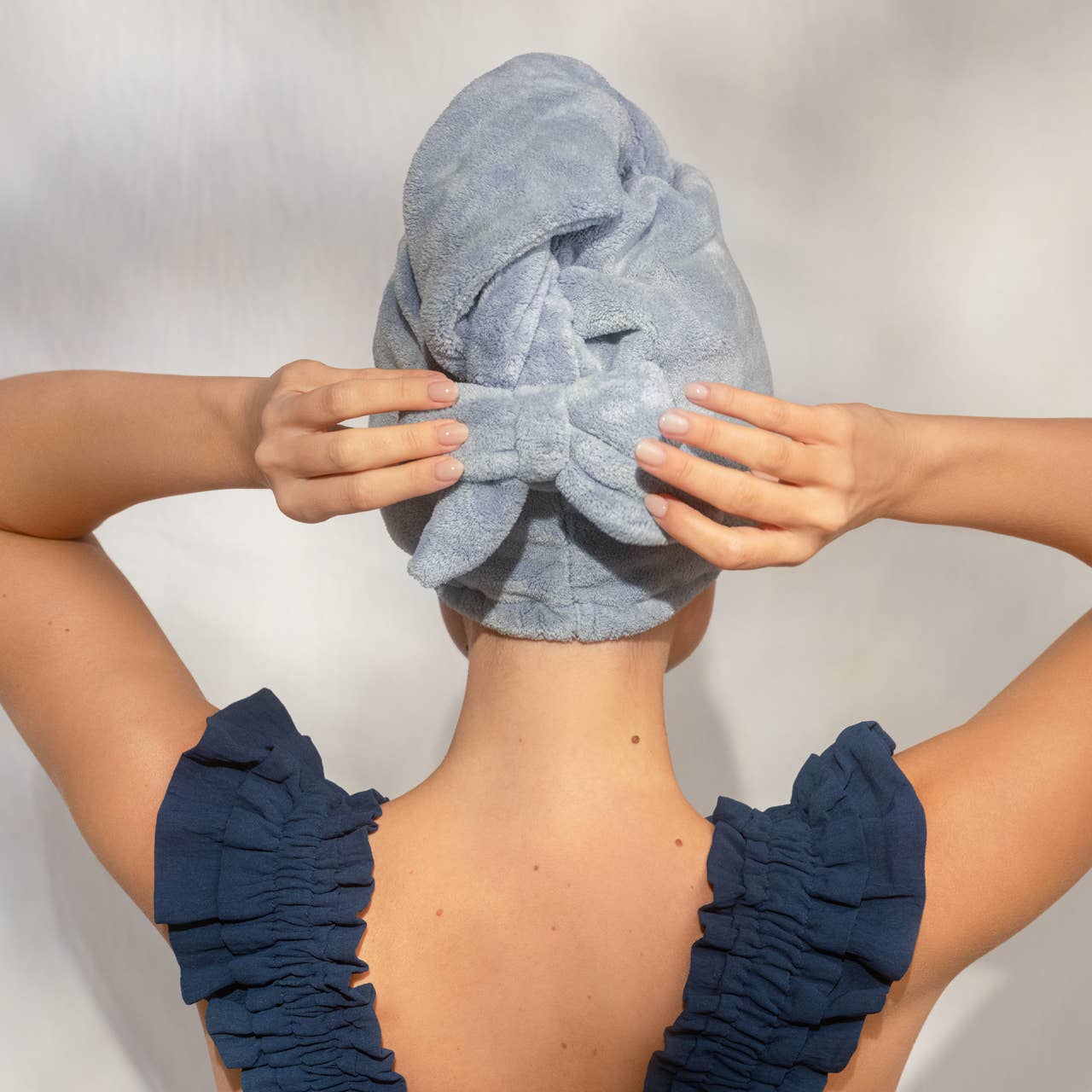 Bow Hair Towel - Coastal Blue