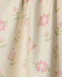 Cross Stitch Floral Yellow Tea Towel