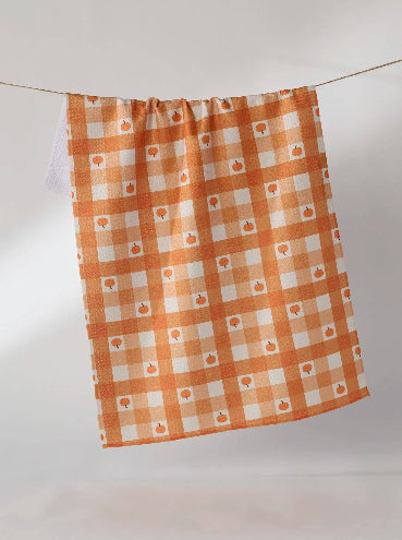Pumpkin Check Tea Towel