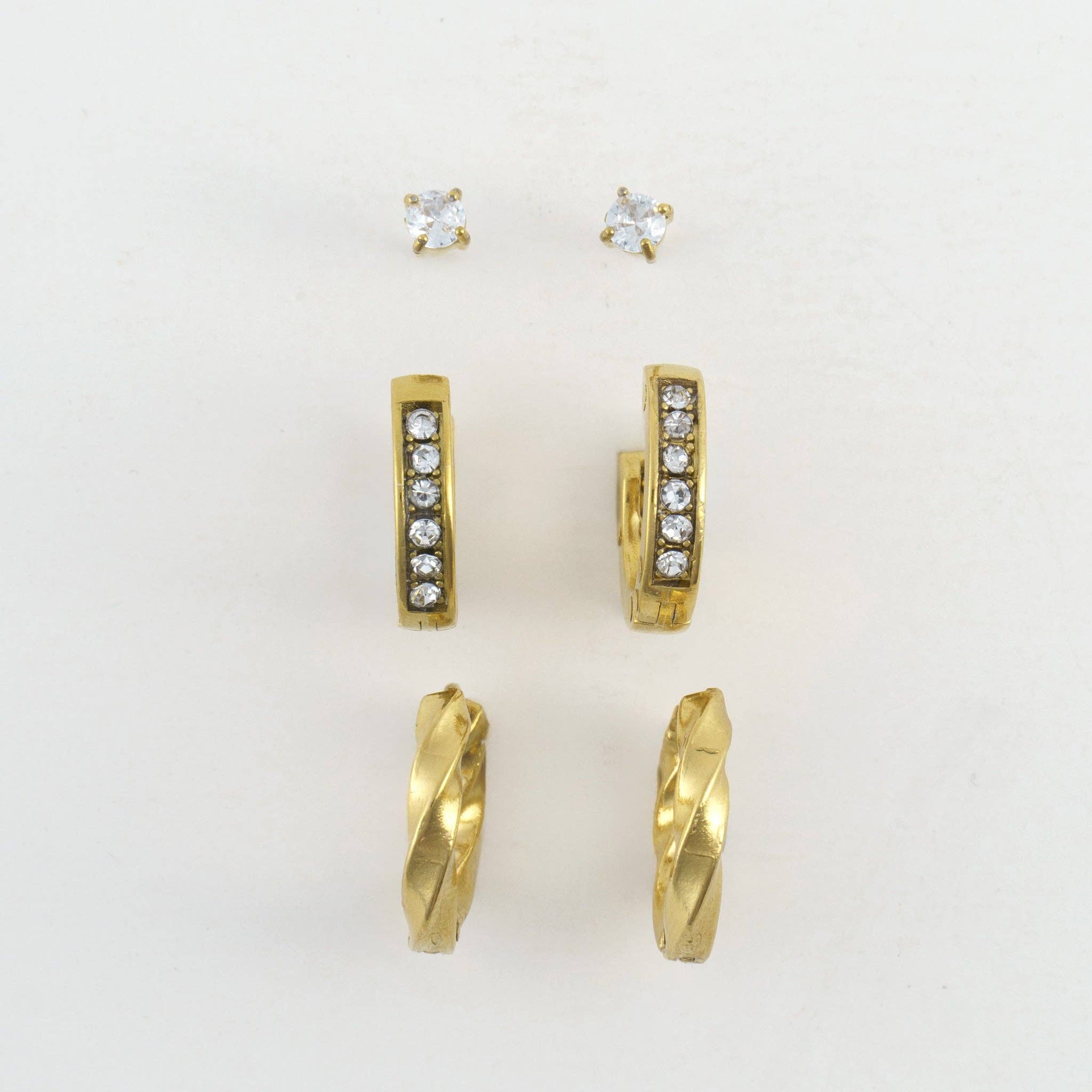 Waterproof Earrings Narelle Pave Hoop Earring Trios