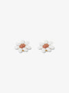 White Flower Beaded Post Earrings
