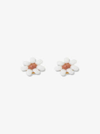 White Flower Beaded Post Earrings