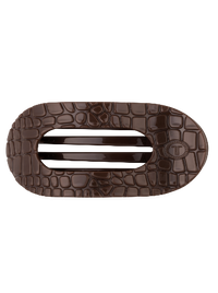 Brown Crocodile Small Flat Round Hair Clip