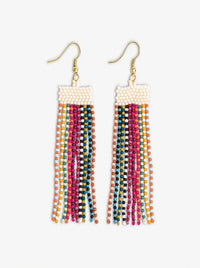 Adaline Alternating Beaded Fringe Earrings