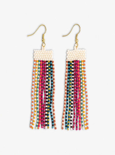 Adaline Alternating Beaded Fringe Earrings