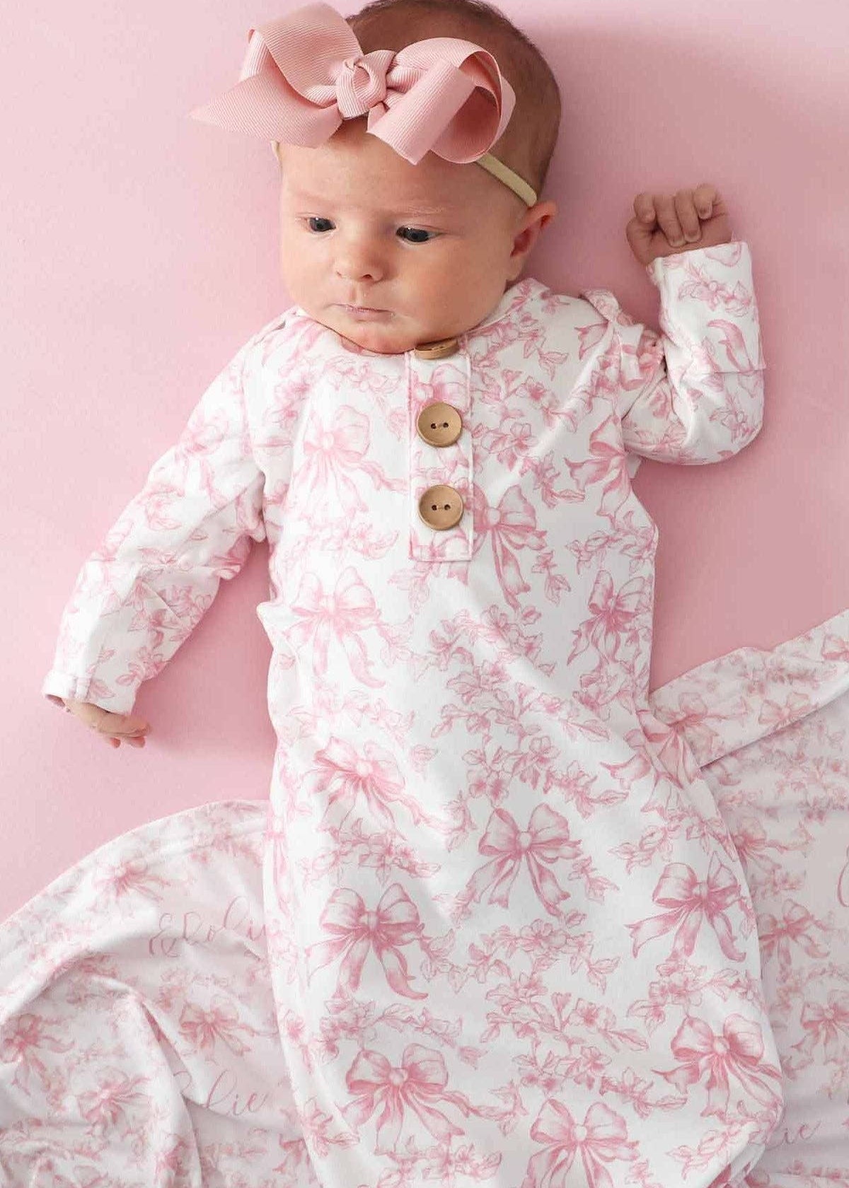 Newborn Fancy Frills Knot Gown & Hat Set