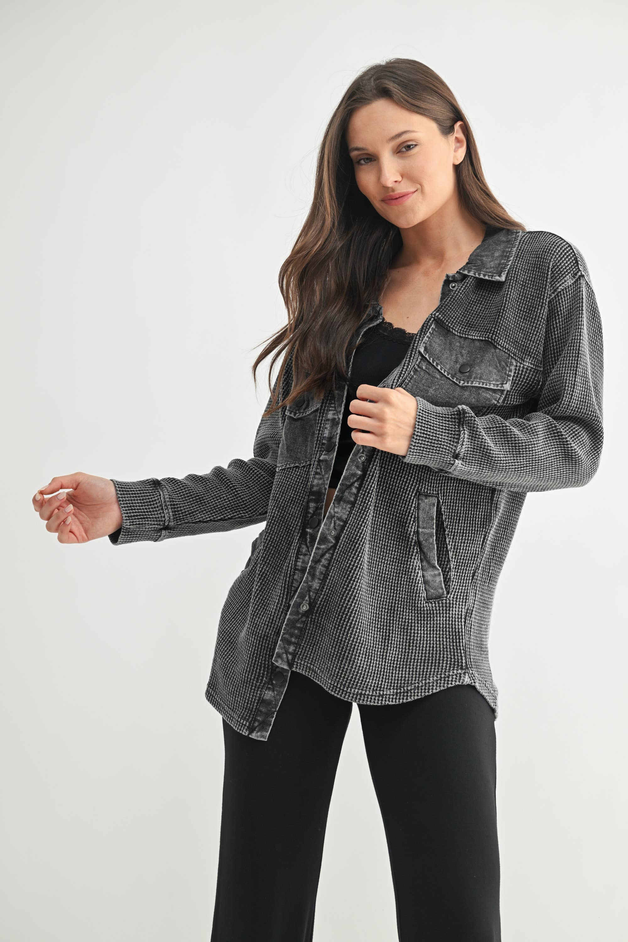 Black Willow Waffle Jacket