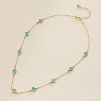 Enamel Clover Station Necklace