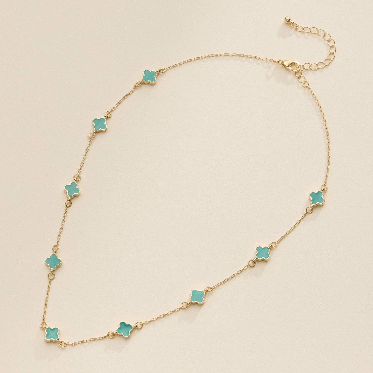 Enamel Clover Station Necklace