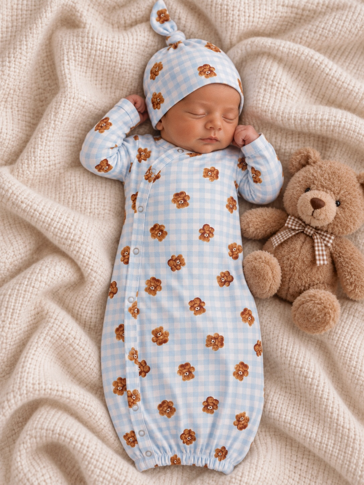 Blue Teddy Picnic Gown