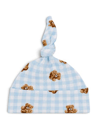 Blue Teddy Picnic Knot Beanie