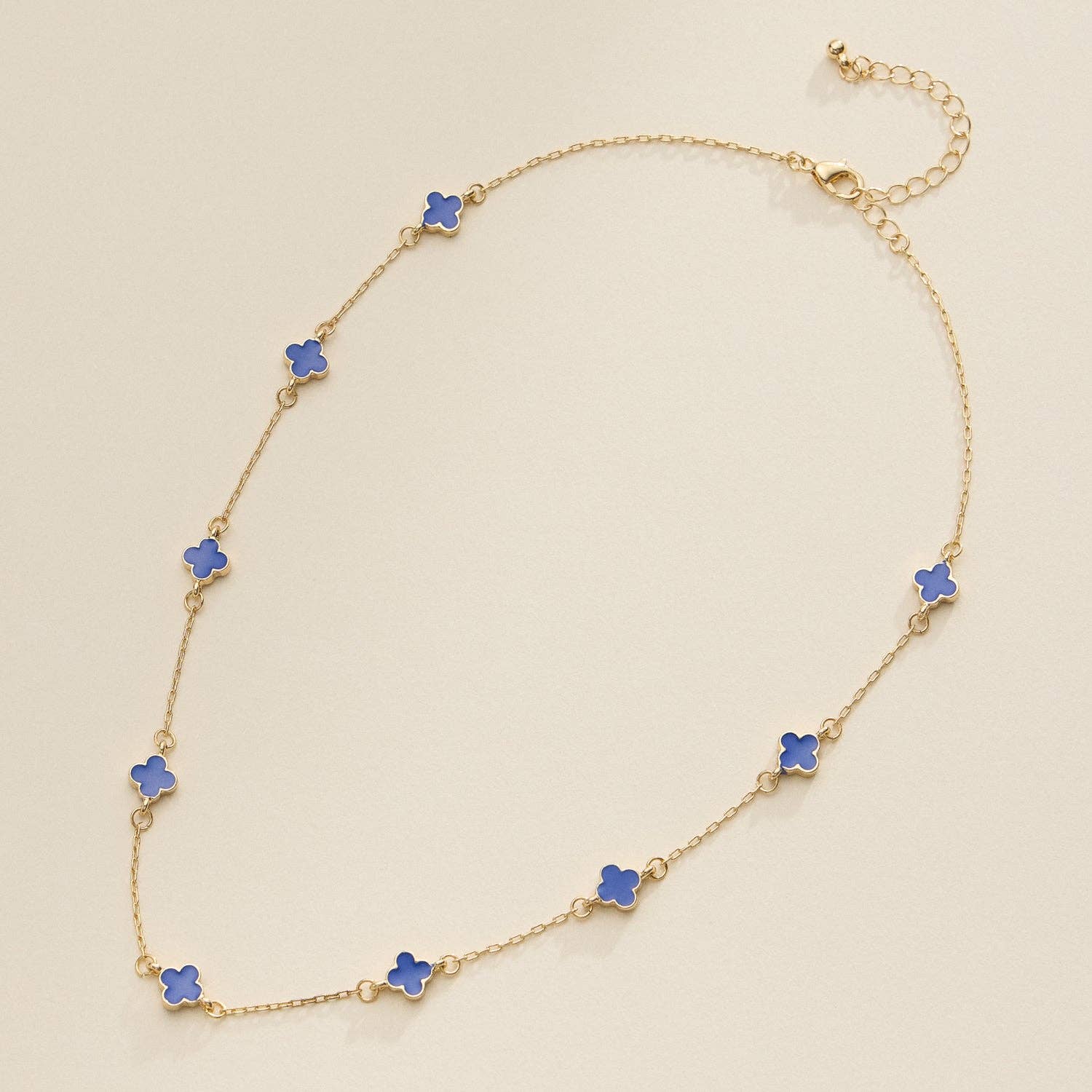 Enamel Clover Station Necklace