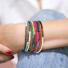 Color Block Gold  Beaded 10 Strand Stretch Bracelets