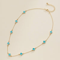 Enamel Clover Station Necklace