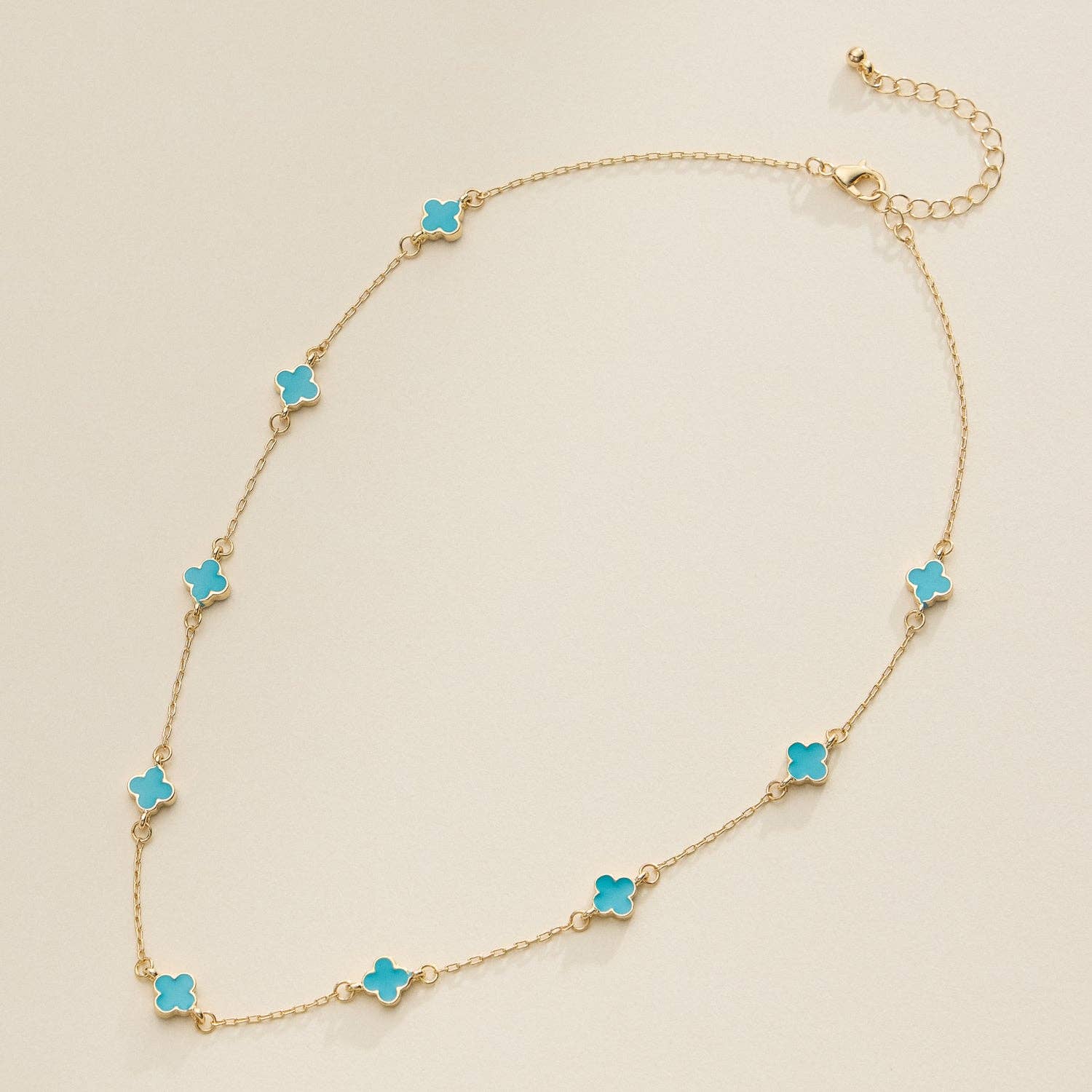 Enamel Clover Station Necklace