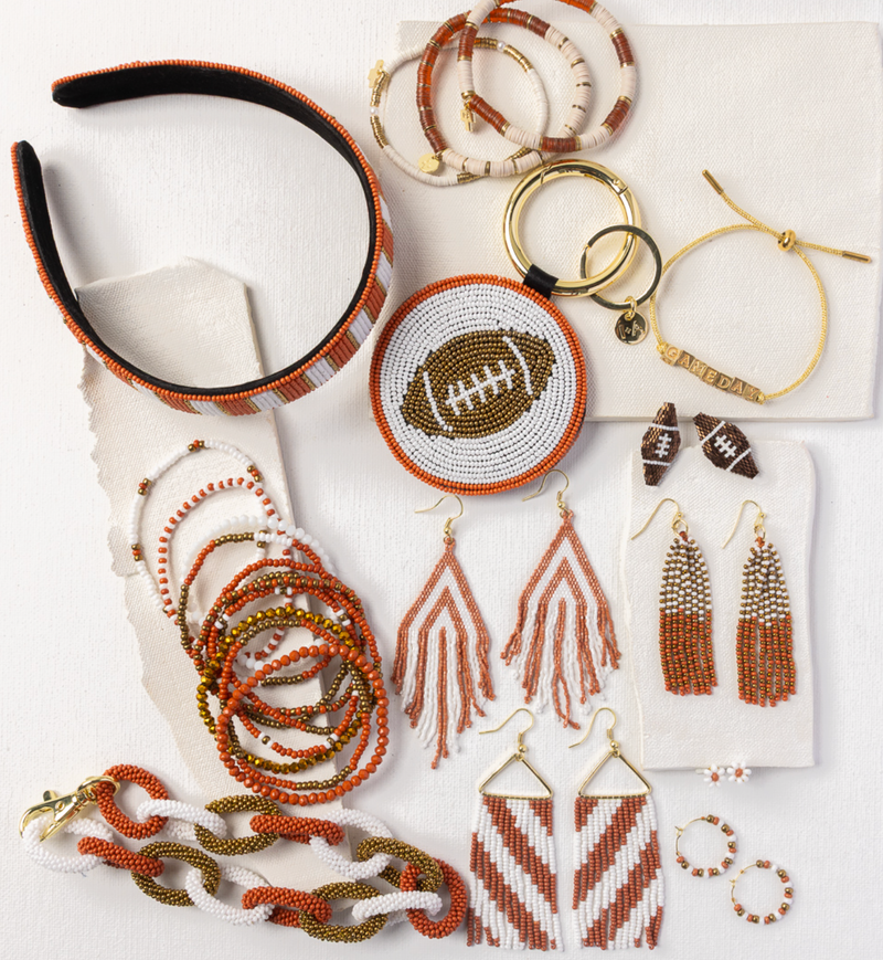 White Flower Beaded Post Earrings